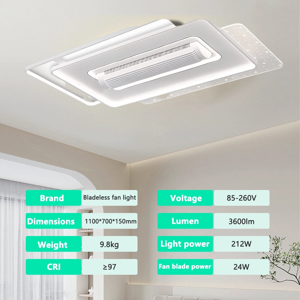 مصباح السقف ذكي للتحكم عن بعد APP التحكم LED مروحة سقف الثريا مع ضوء سخونة معدنية بسيطة خالية من الشفرة #5