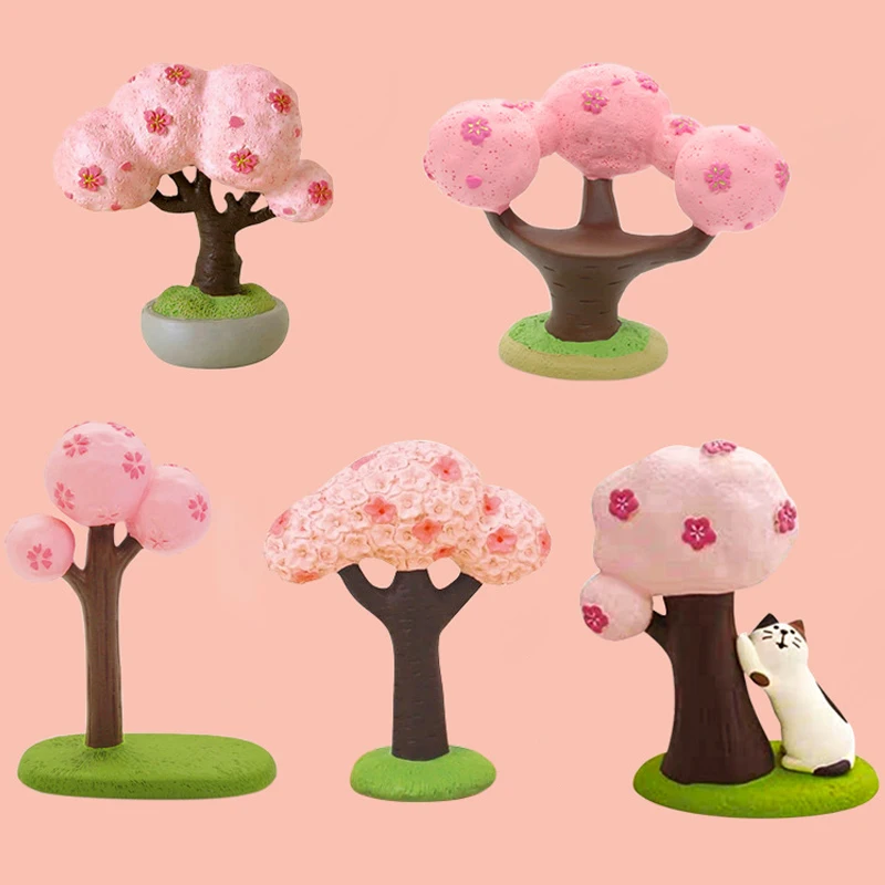 

Cherry Blossom Tree Model Cats Birds Figurines Fairy Garden Home Desktop Ornament Resin Miniature Decoration Kids Birthday Gift