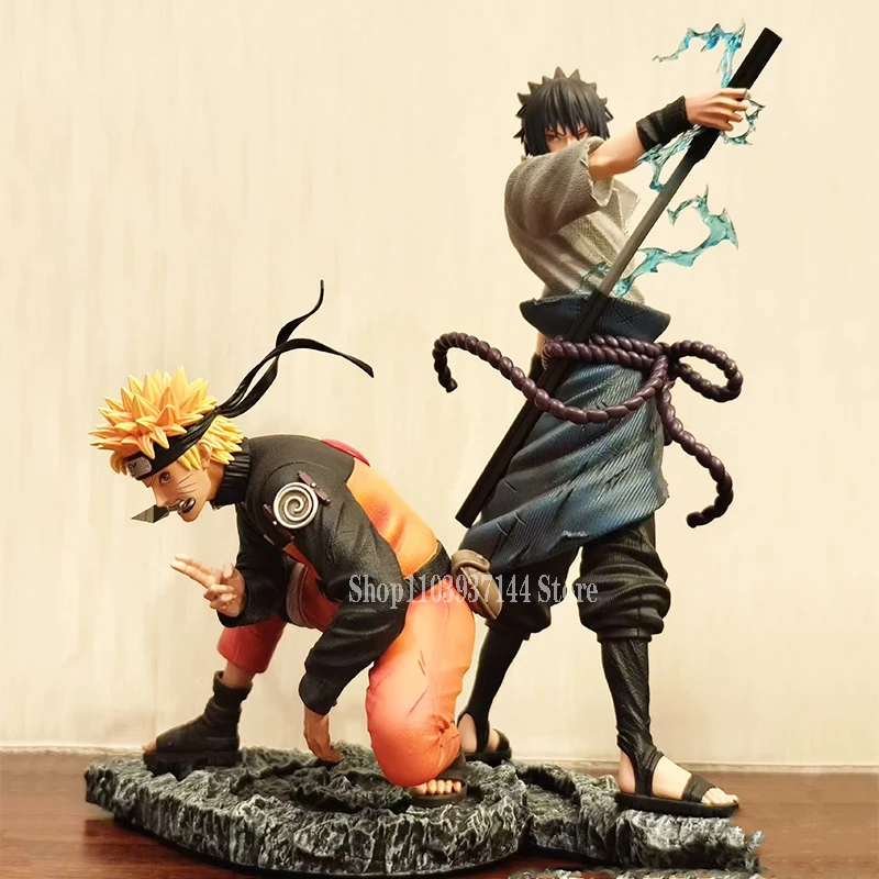 

29.5cm NARUTO Statue Shippuden Uchiha Sasuke Figure Model Uzumaki Naruto Anime Gk Figures PVC Collection Decoration Toy Gifts