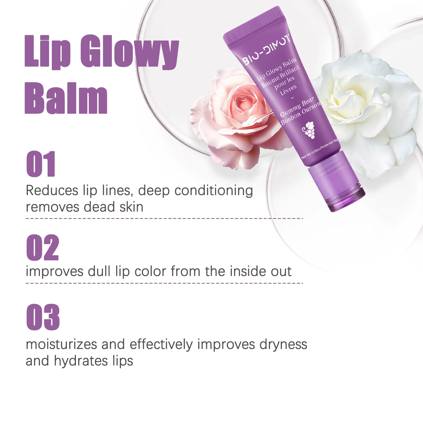 1 pezzo idratante riducendo le linee delle labbra liquido nutriente idratare, lucido, leggero, idratare e tinta con burro di karitè