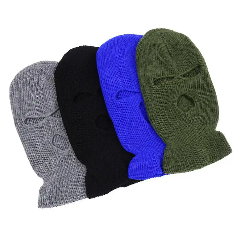 Fashion Men New Three Hole Knitted Hats Anti-Terrorist Headgear Robber Hat Women Baotou Outdoor Face Mask Warm Hood