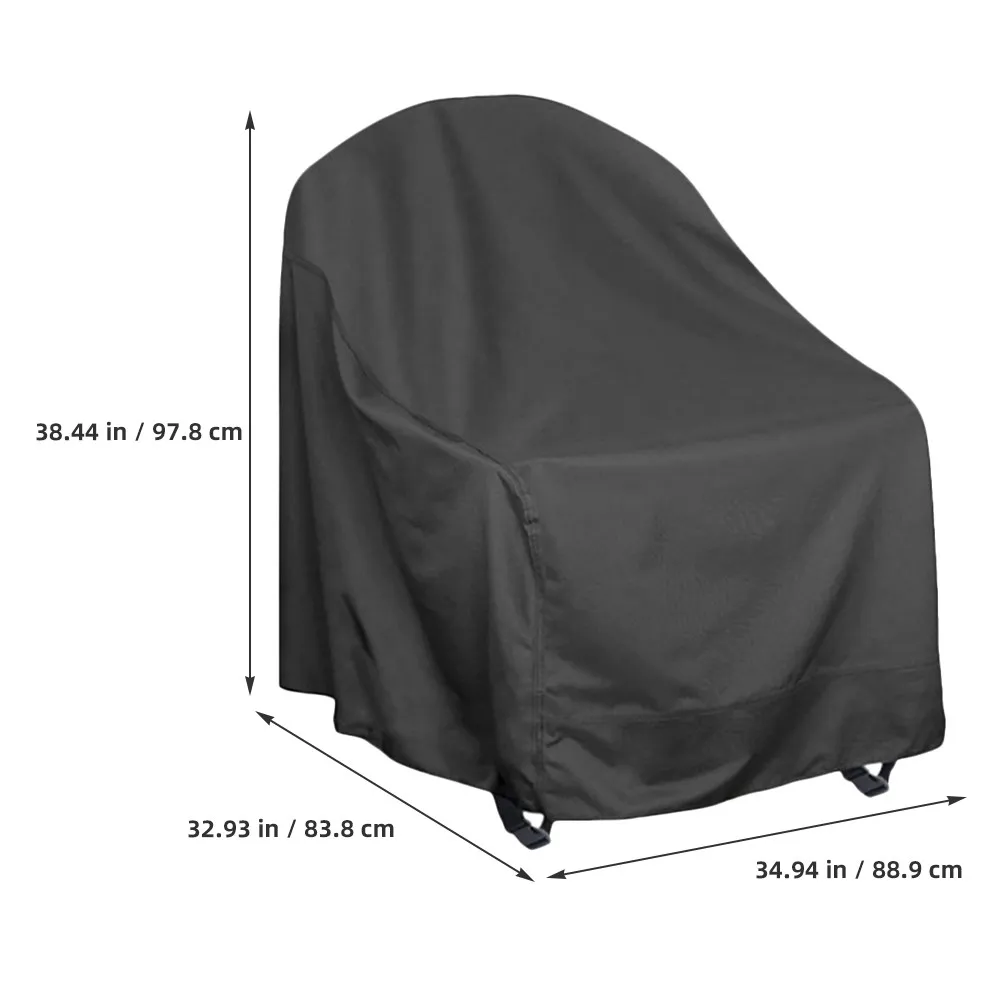Outdoor Patio Rocking Chair Cover 210D Oxford Fabric Waterproof Swivel Leisure Chair Protector Adjustable Strap Secure Fit All