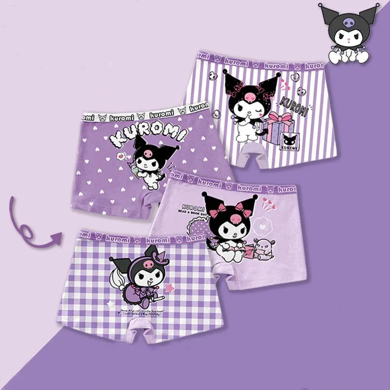 

4Pcs Anime Sanrios Kuromi Cinnamoroll Cute Kids Briefs Cotton Skin-Friendly Baby Underwear Breathable Comfortable Boxer Panties