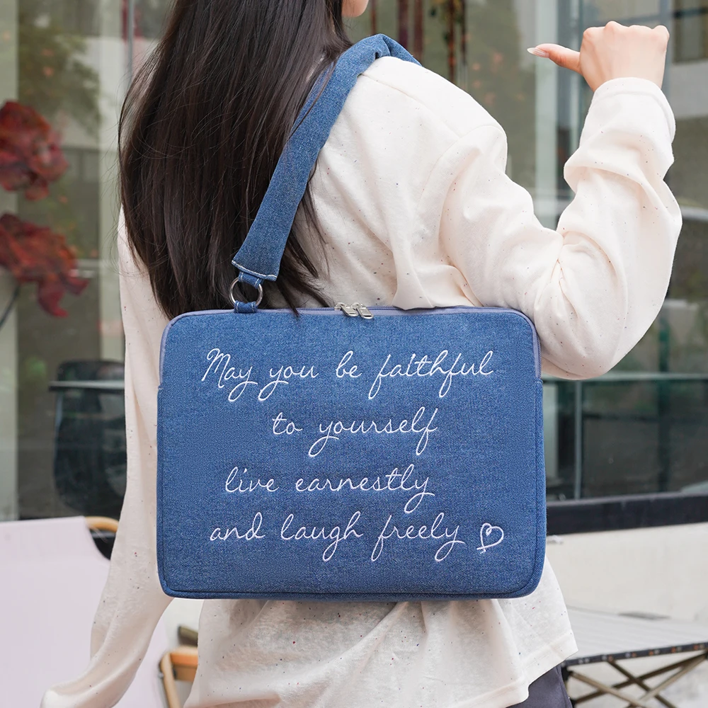 

Cute Shoulder Laptop Handbag 13/14/15/15.6/16 Inch Laptop Sleeve for Macbook Air/Pro Larger Capacity Notebook Pouch For Girl