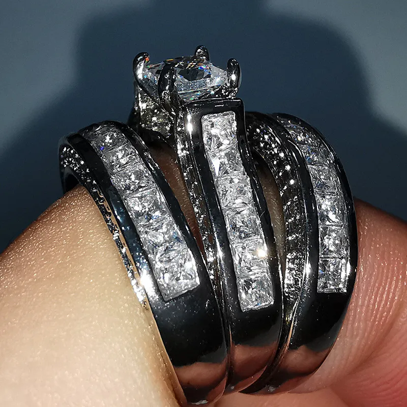 925 Sterling Silver Trendy 3Pcs Set Rings