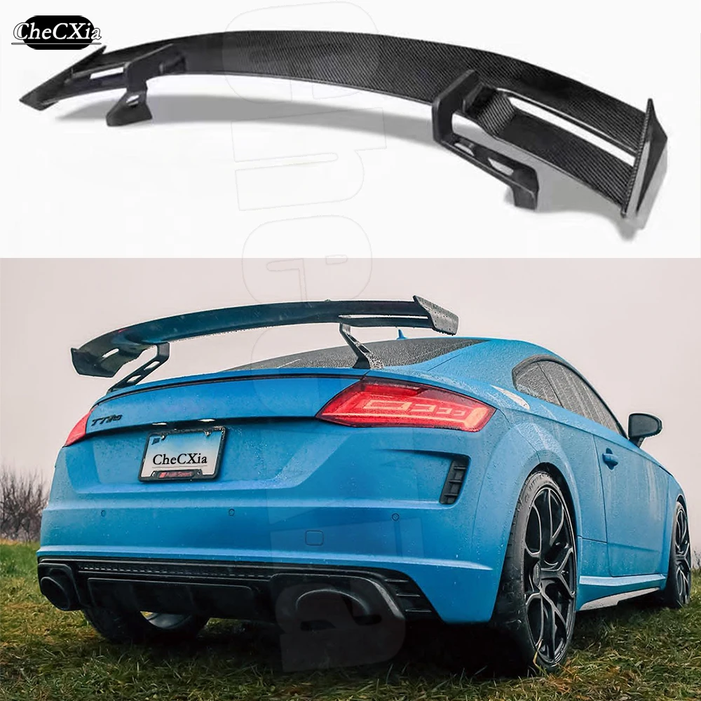 Suitable For Audi TT TTS TTRS R8 V8 MK3 MK2 Rear Spoiler Fiberglass Material Car Trunk Cover Glossy Black Rear Spoiler