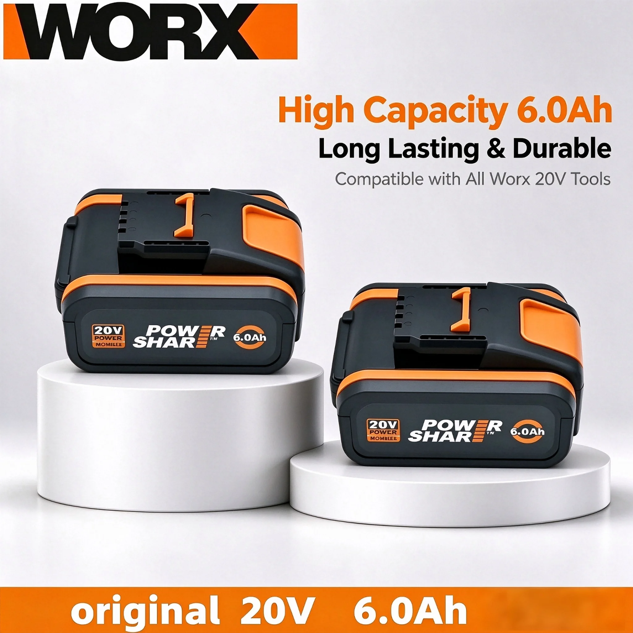 WORX 20V Long Lasting 4Ah 6Ah 8Ah Battery WA3553 WA3551 for WORX 20V WX128 WX130 WX802 WG322 WG546 WG163 Power Tools