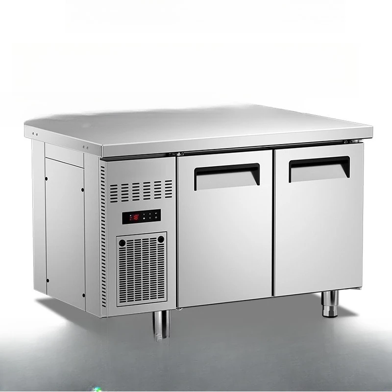 Refrigerated workbench commercial freezer operator refrigerator kitchen crisper cabinet freezer milk tea shop water bar