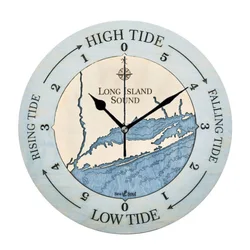 Coastal Long Island Sound Tide Wall Clock for Living Room Ocean Tide Round Wall Watch Large Silent Clock  Home Decor 12 14 inch