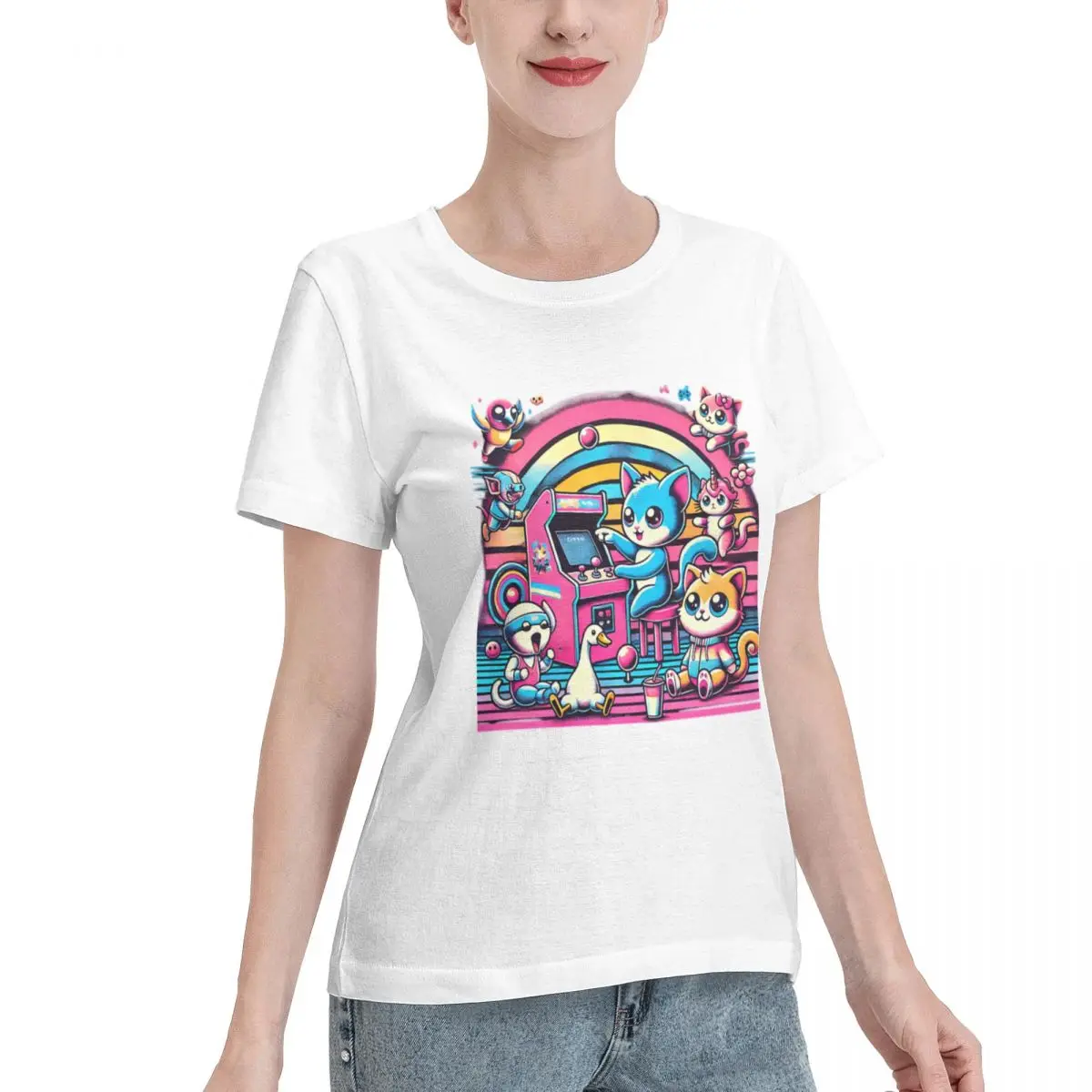 No Shrink Retro Arcade Adventures Women's T-shirt Party Oversized Top