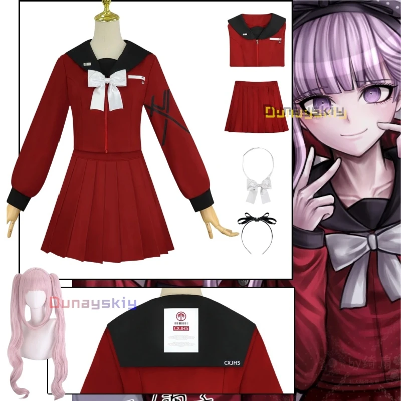 Juego de Anime la centena línea Tsukumo Kako disfraz de Cosplay japonés Jirai Kei uniforme escolar para niñas JK vestido rojo rosa personalizado