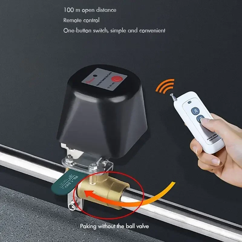 DC 12V Smart Valve Switch Remote Control Water/Gas Valve, 100M Long Range, Adjustable Bracket, Waterproof Shut Off Valve vana