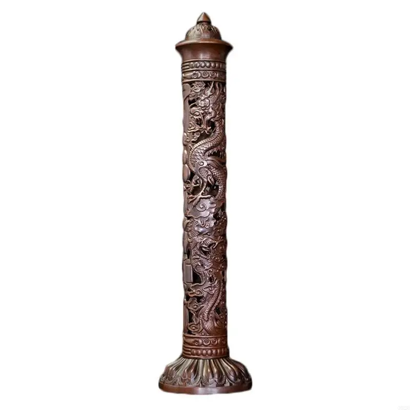 Bâton d'encens Vertical en cuivre Antique Vintage G92C, pour brûleur Dragon Phoenix encensoir T