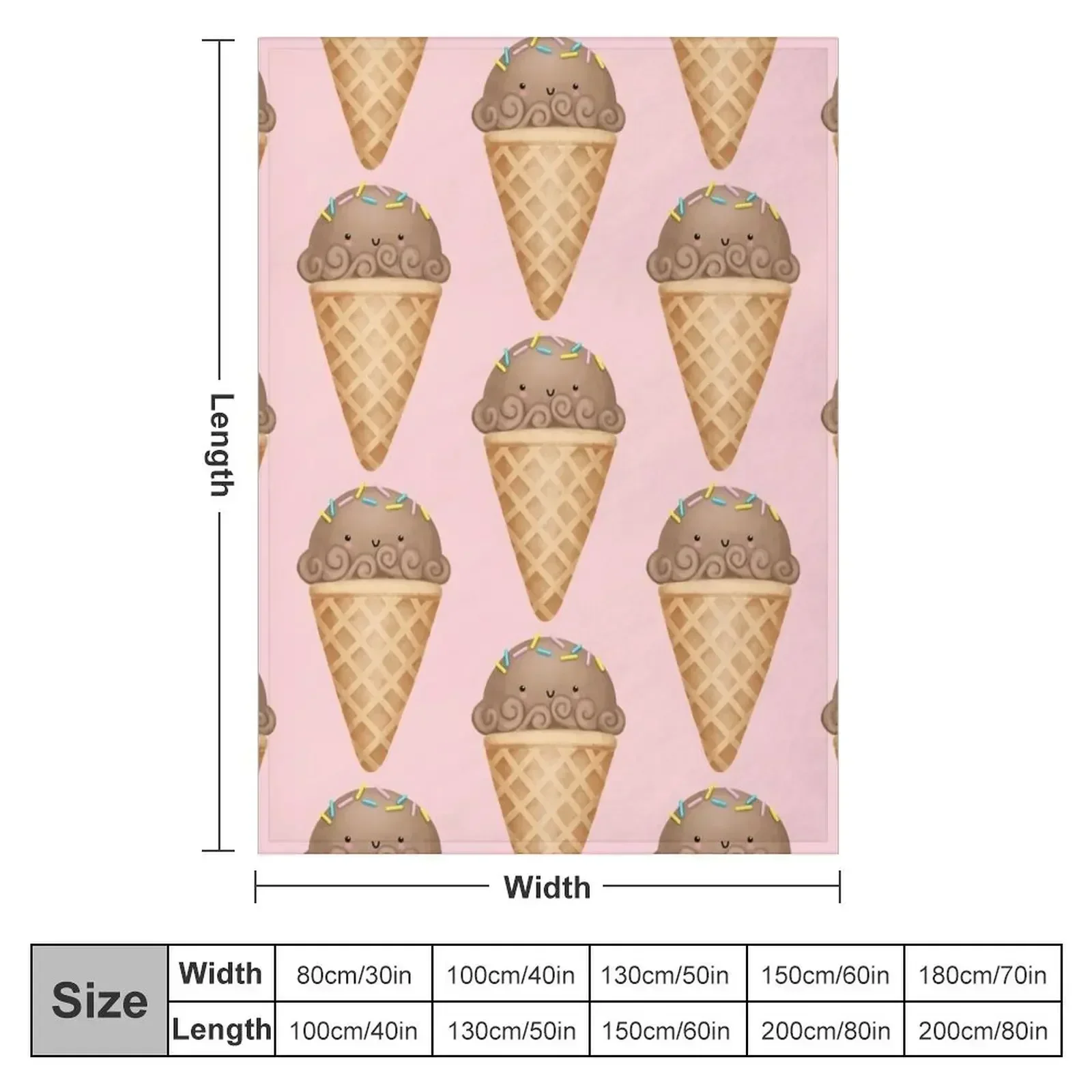Chocolate ice cream Throw Blanket Summer Beddings Decorative Beds funny gift for sofa Plaid Flannel Fabric Blankets