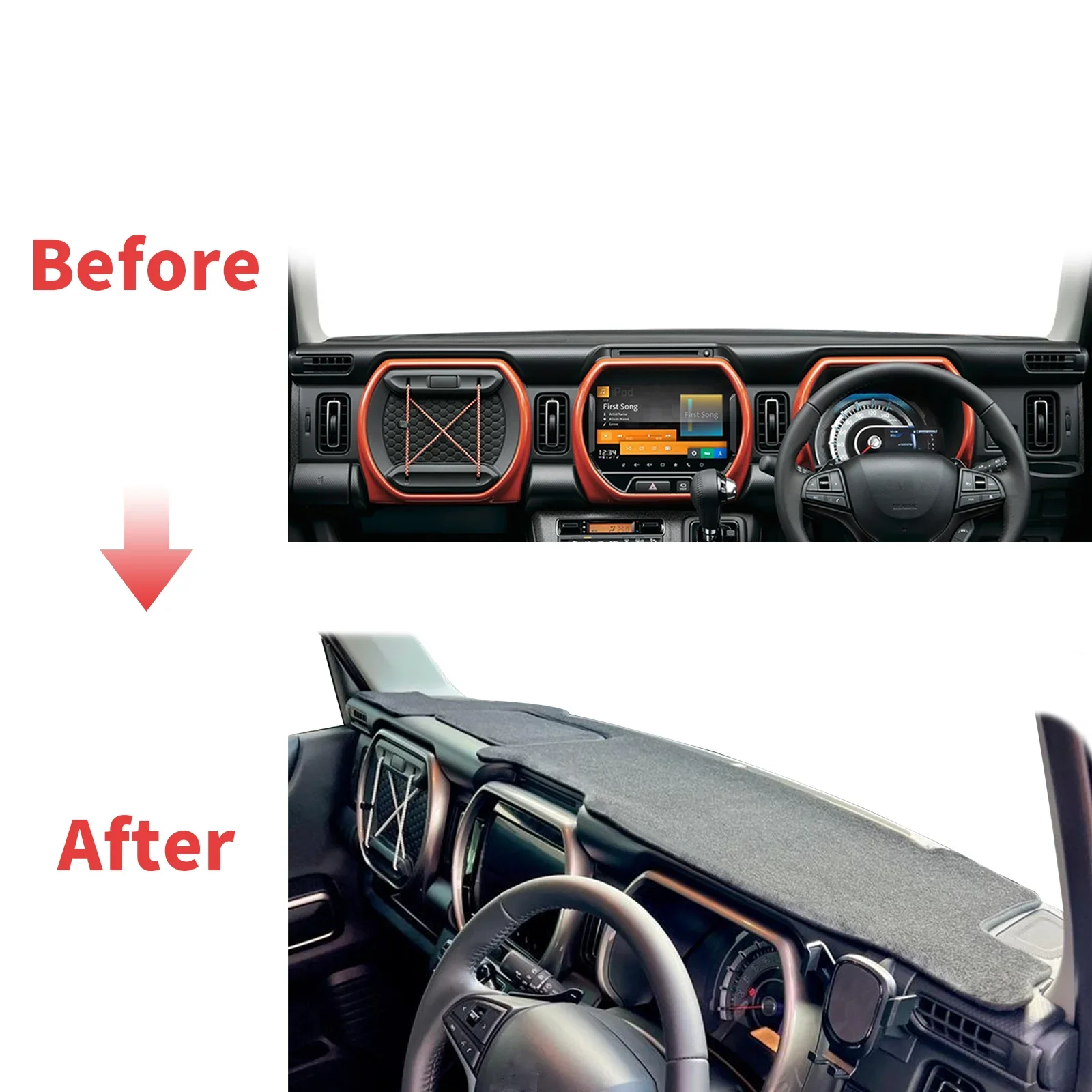 صالح لسوزوكي Hustler MR31 MR52 MR92 RHD سيارة داشمات داشمات ظلة غطاء لوحة القيادة وسادة واقية السجاد الملحقات #2