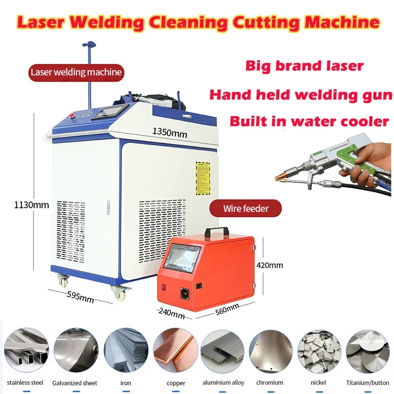 1000W 1500W 2000W Handheld 3 in 1 Fiber Laser Cleaning Welding Machine Laser Cutting Machine for Oxides Stainless Steel Surfaces