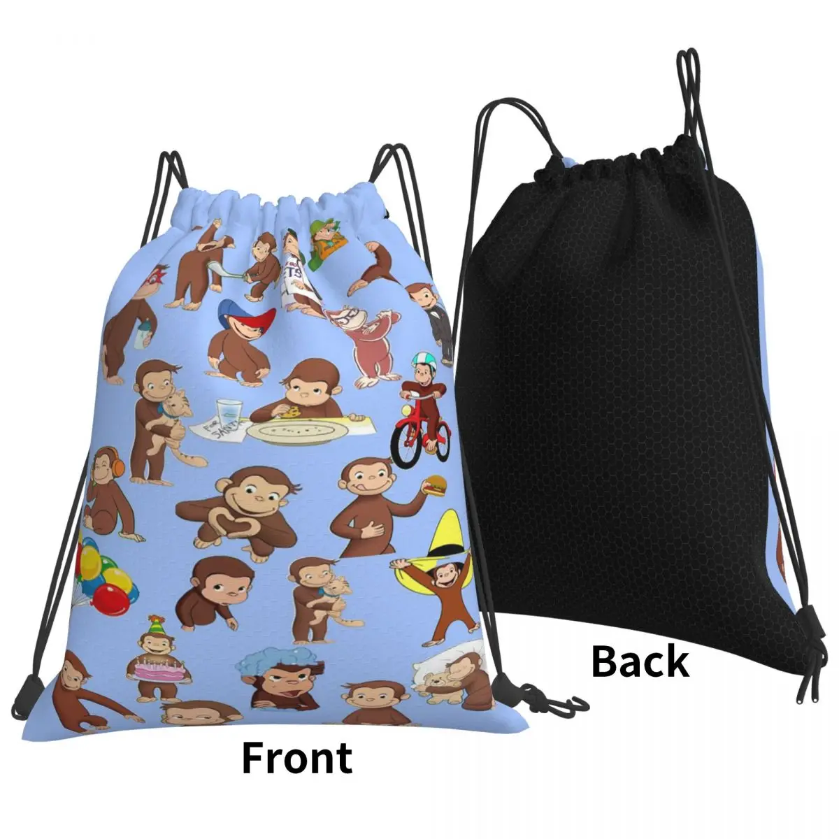 

Anime Curious George Monkey Backpacks Fashion Drawstring Bags Shoes Bag Book Bags for Man Woman School