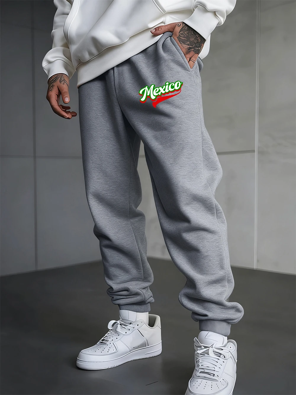 

Mexico Letter Creative Prints Sweatpants Men'S Casual Trousers All-Match Elastic Waist Pocket Jogger Pants Autumn Men Streetwear