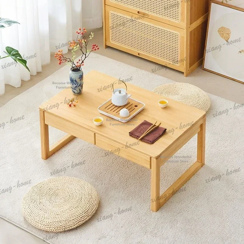 LJY Living Room Tea Tatami Tea Table Balcony Modern Windowsill Homestay Tatami Tea Table Retro  Furniture Tatamitebord