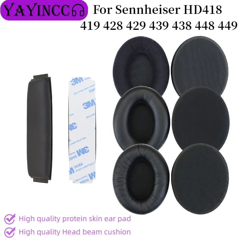 

Replacement Ear pads for Sennheiser HD418 419 428 429 439 438 448 449 Headphones High Quality Earpads Leather Earmuff