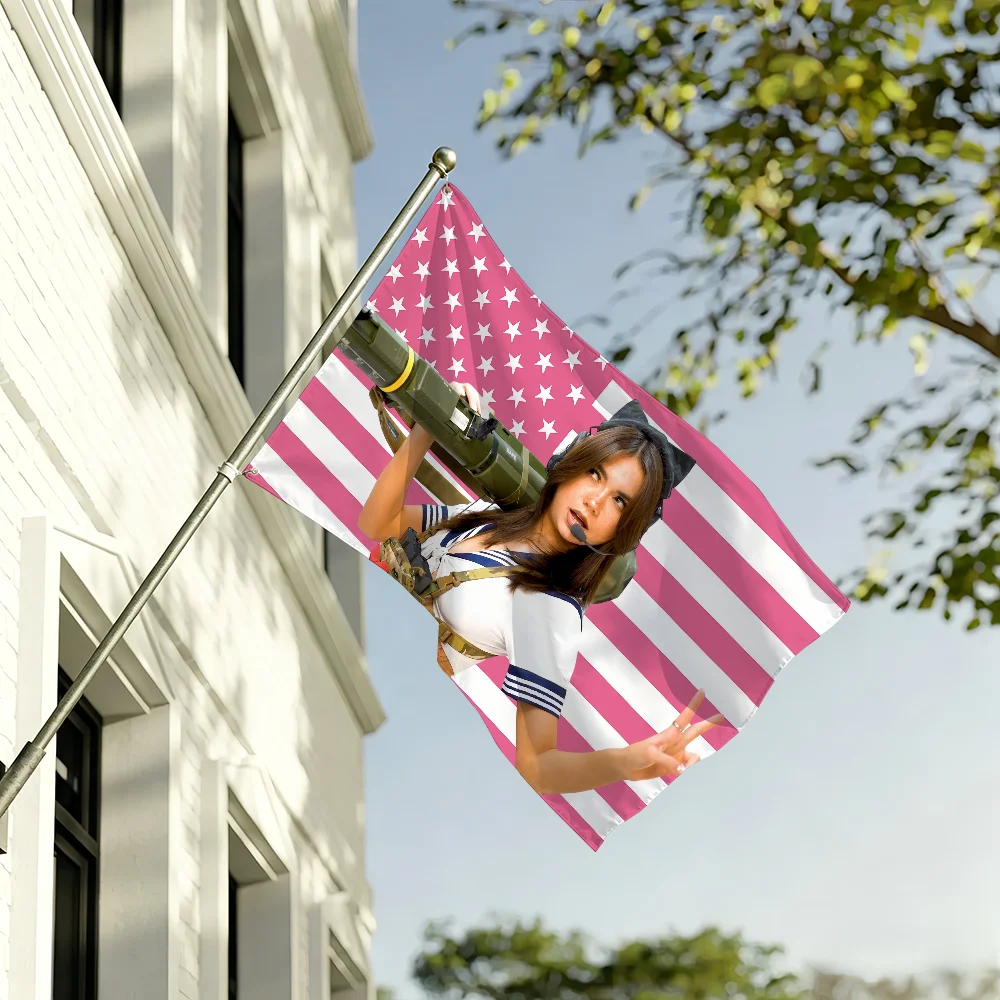 H-Hailey L-Lujan Pink American Flag Funny Flags for Bedrooms Advertising Decorative Home Objects Tapestry Room Decoration Garage