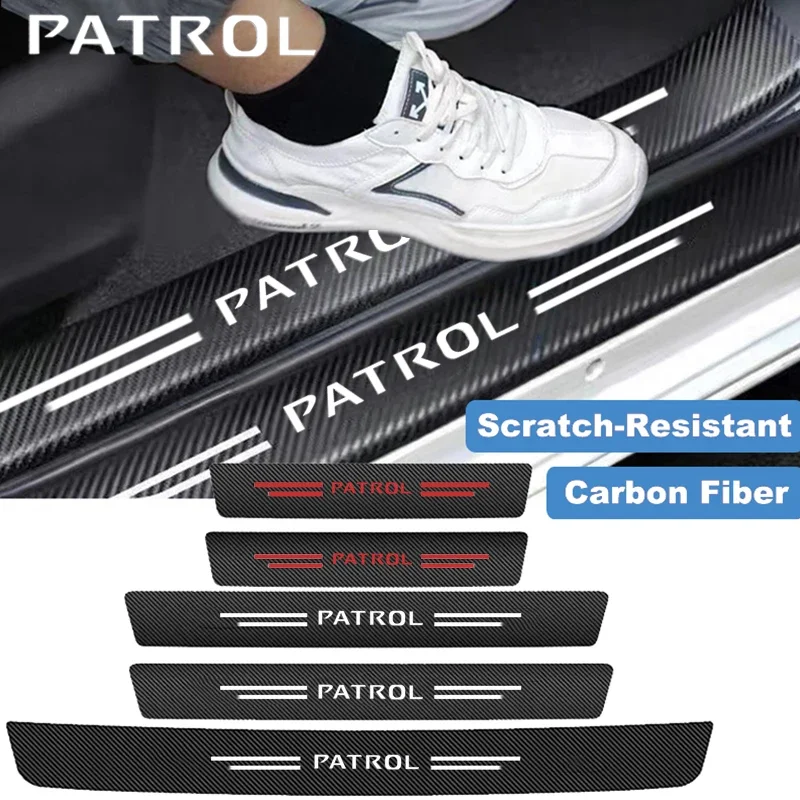 Car Decorative Decals for Nissan Patrol Emblem Welcome Pedal Anti Scratching Strip Trunk Threshold Sill Protective Sticker Tape