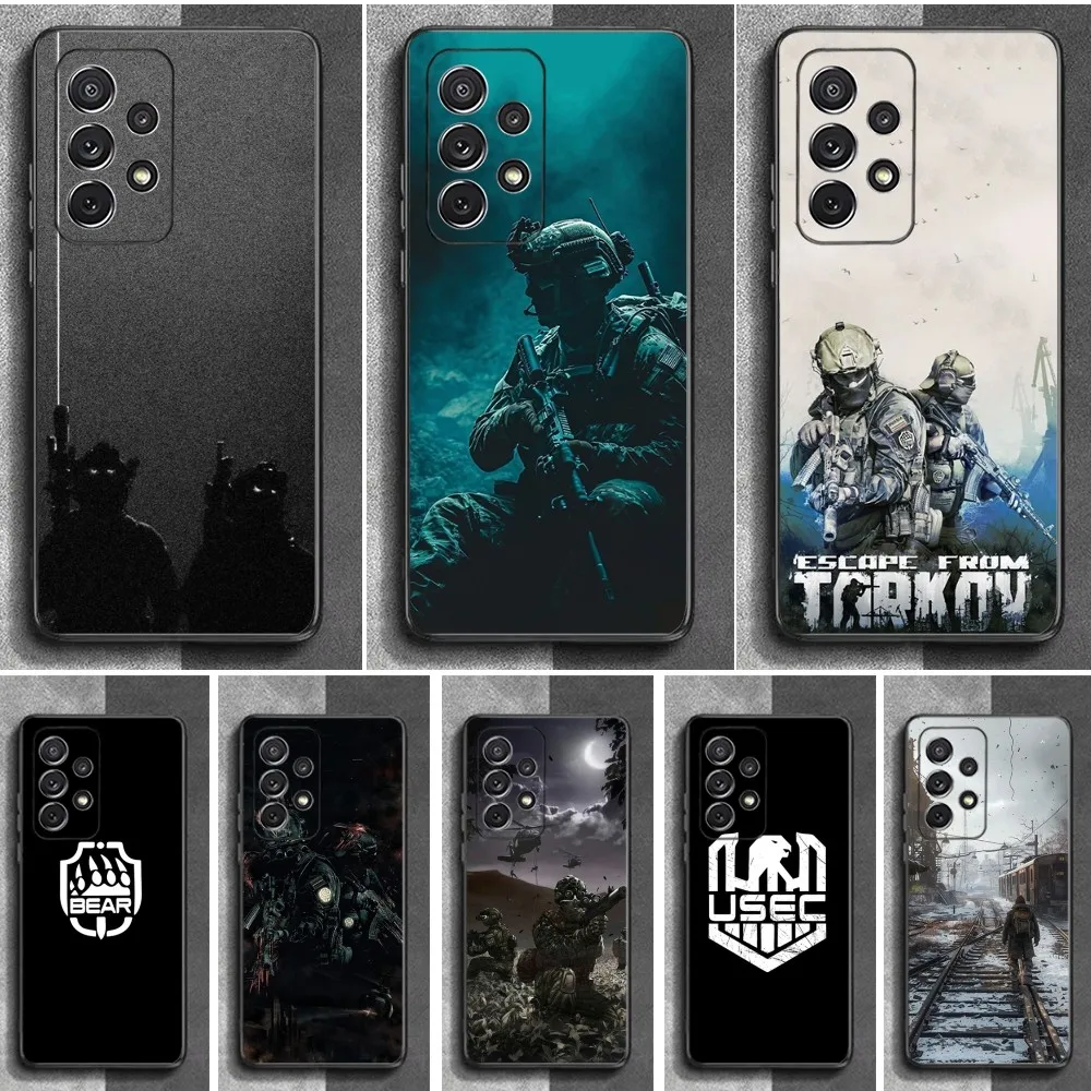 E-Escape From T-Tarkov-s Phone Case For Samsung S24,23,22,30,21,10,9,Ultra,Plus,Lite,FE,Soft Silicone Black Cover