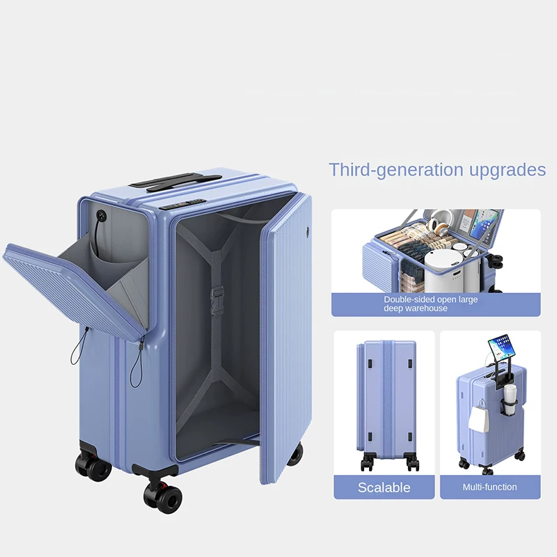 Многофункциональный чемодан 20-28 с боковым отверстием и крышкой, дорожный чемодан с передним отверстием, расширяемый 1:9, чемодан для салона с глубоким отделением