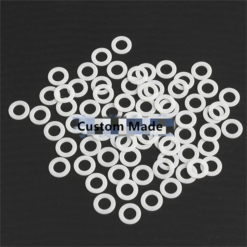 Maßgefertigte PTFE-Abstandshalter, 100 Stück, Innendurchmesser 1 mm - 2,5 mm, chemikalienbeständige Distanzstücke, reibungsarme Unterlegscheiben, antihaftbeschichtete Dichtung für Ventile – Detail 5