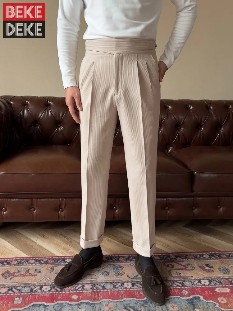 Spring Autumn Fashion Versatile Male Business Casual Work Suit Pants Slim Fit Solid Colors Cargo Pants Long Straight Trousers
