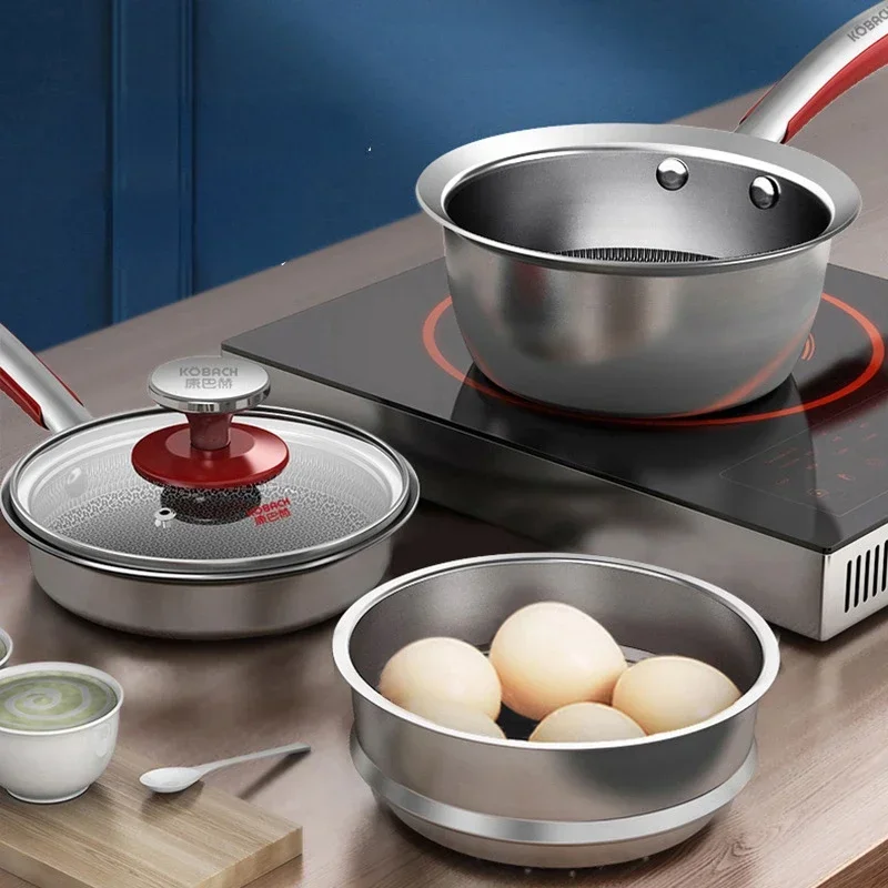 

316 stainless steel food grade milk pot Baby food non stick pot Two piece set of cookware cooking kitchen