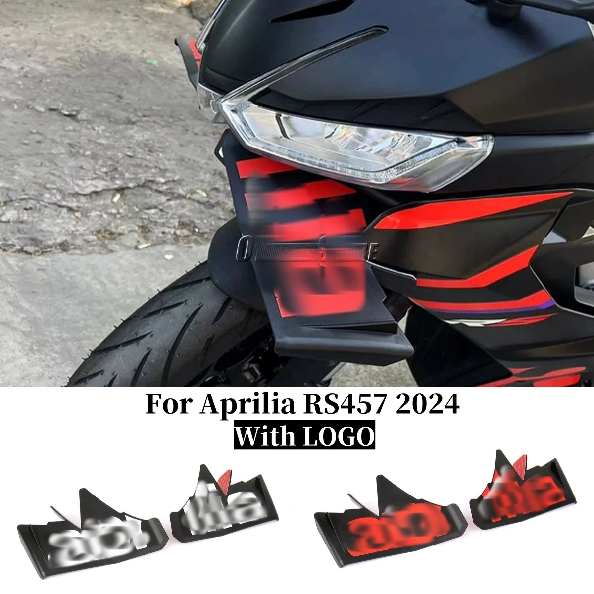 جديد لأبريليا RS 457 RS457 rs457 2024 ملحقات الدراجات النارية ABS الجبهة هدية الجنيحات الهوائية الجناح عدة المفسد مع الشعار