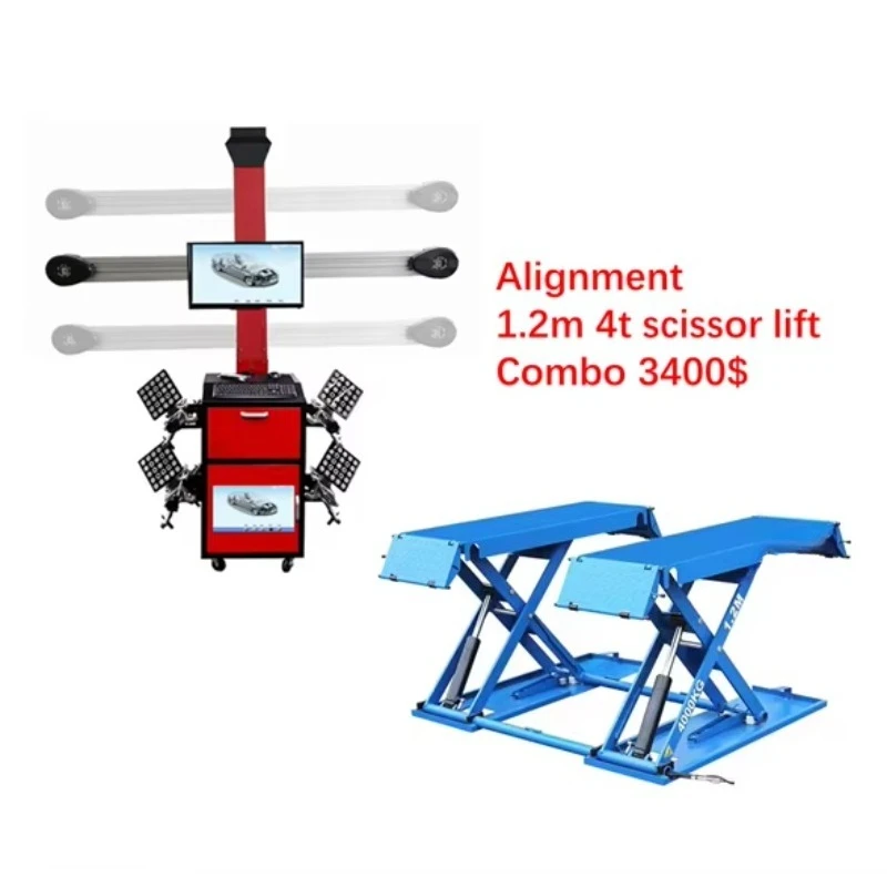 CE-certified 3D wheel alignment device with  and mobile cabinet wheel balancer, 220 rpm, 150 kg capacity