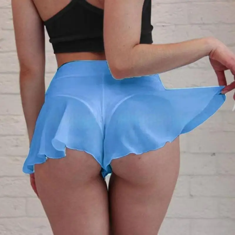 

Mesh Ruffle Mini Skirt Shorts Transparent High Waist Mini Skirts Rave Bottoms