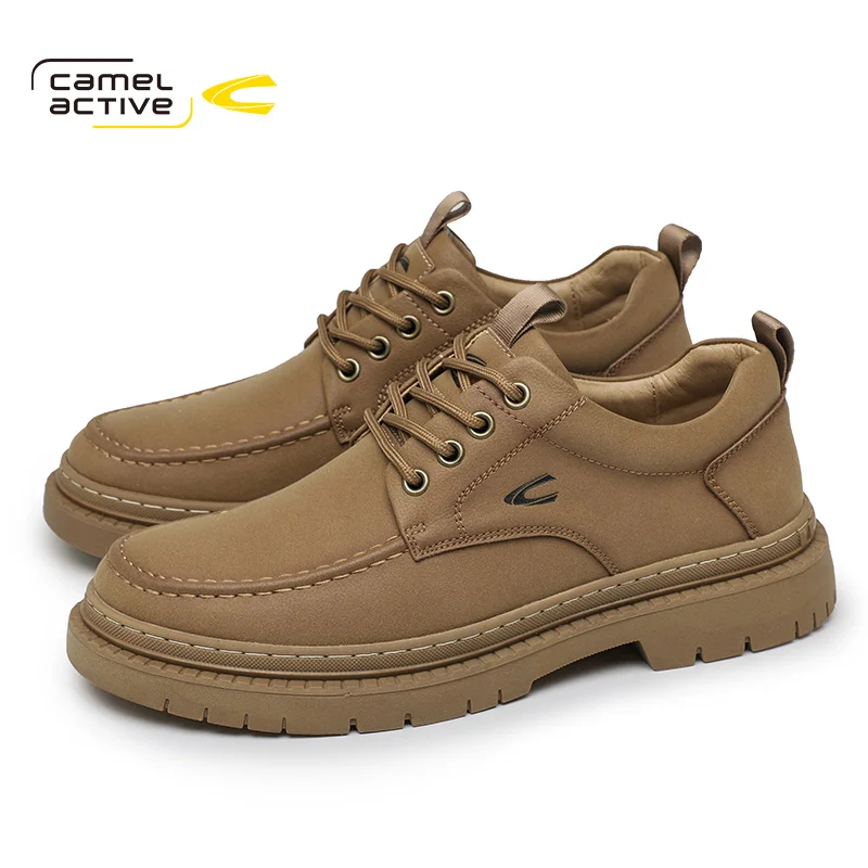 Camel Active Men Oxfords Lace-up Autumn New Breathable Man Split Leather Men\'s Trend Casual Shoes DQ120153