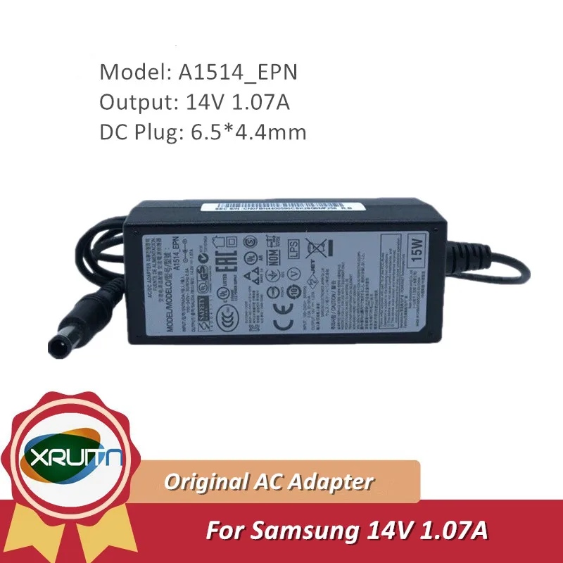 Genuine for Samsung  A1514_EPN A1514_DSM AC Adapter 14V 1.07A  6.5*4.4mm A1514_EPN2 Charger Power Supply