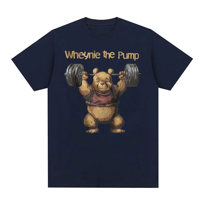 Whenye The Pump Panda Gym Funny Graphic Tee Shirt Men\'s Vintage Fashion Short Sleeve T-Shirt Tops 100% Cotton Oversized T Shirts