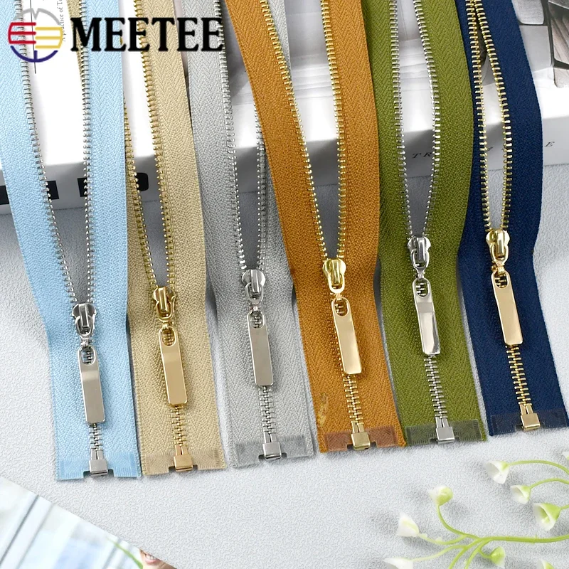 5Pcs Meetee 3# Sewing Metal Zippers 15-30cm Close-End 40-70cm Open-End Zip Closure Bag Garment Zipper Reapir Kit DIY Accessories