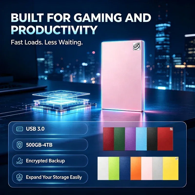NEW Portable External ArmyGreen/Yellow/Pink Hard Drive High Speed Expansion Storage Disk for Mac Windows Laptop Data Backup File
