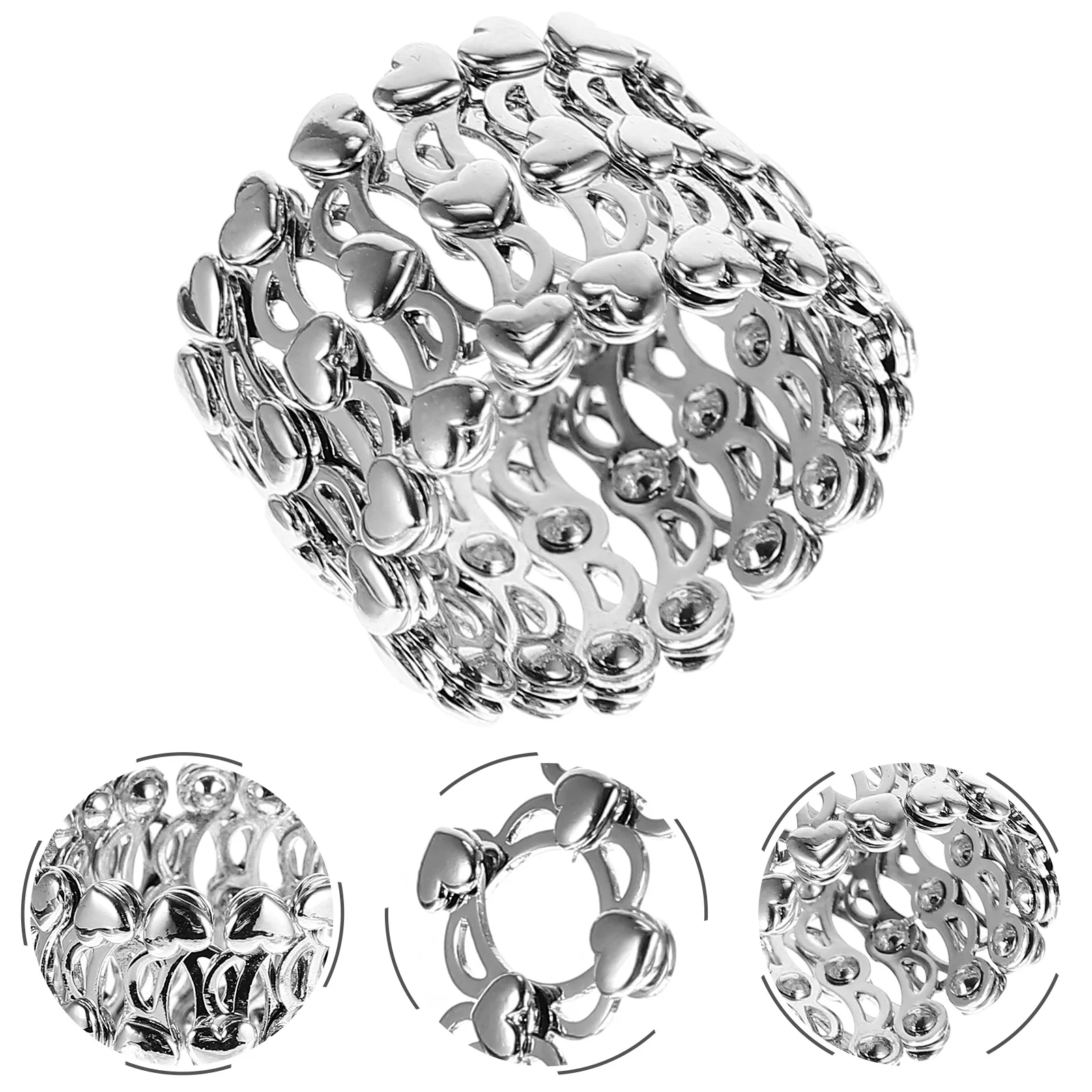 

Retractable Ring Bracelet Stretch Jewelry Finger Christmas Party Decoration Accessories Rings for Women Silver Plated Copper