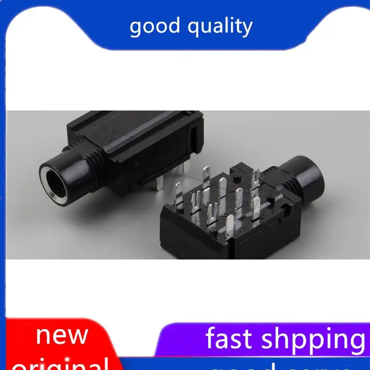 10pcs original new 6.35-102Y-PJ-604A Charging Mother Base Audio Jack Switch 9-Pin Socket 6.35mm Earphones