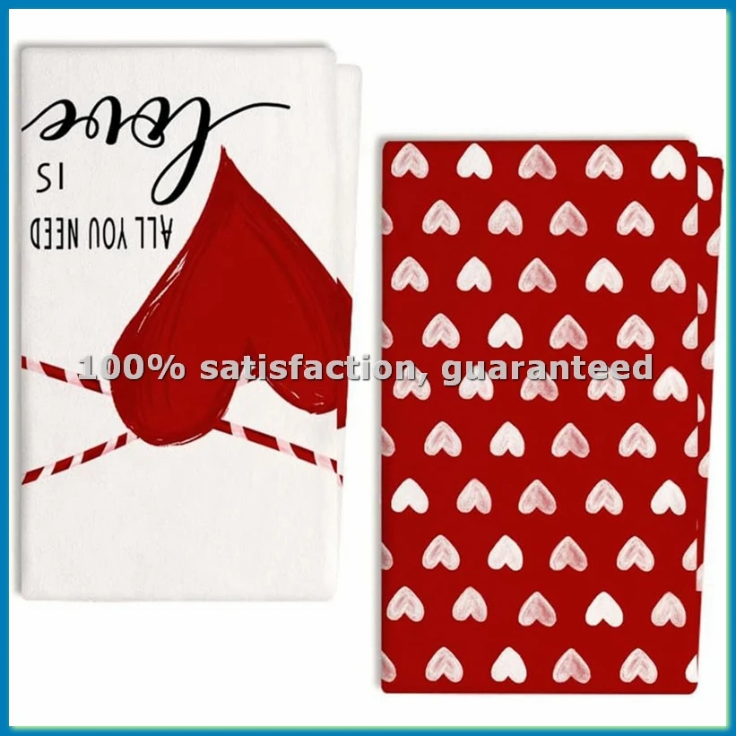 Valentine's Day Kitchen Towels Set of 2, Love Valentine's Day Dish Towels 3D Printed Towels(A)