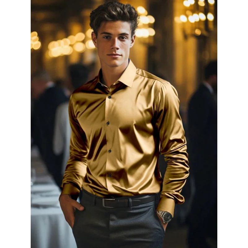 

Ретро-рубашка из сатина с длинным рукавом I 78250, мужская рубашка в винтажном стиле, прочный материал, удобный крой, весенняя коллекция, женская рубашка