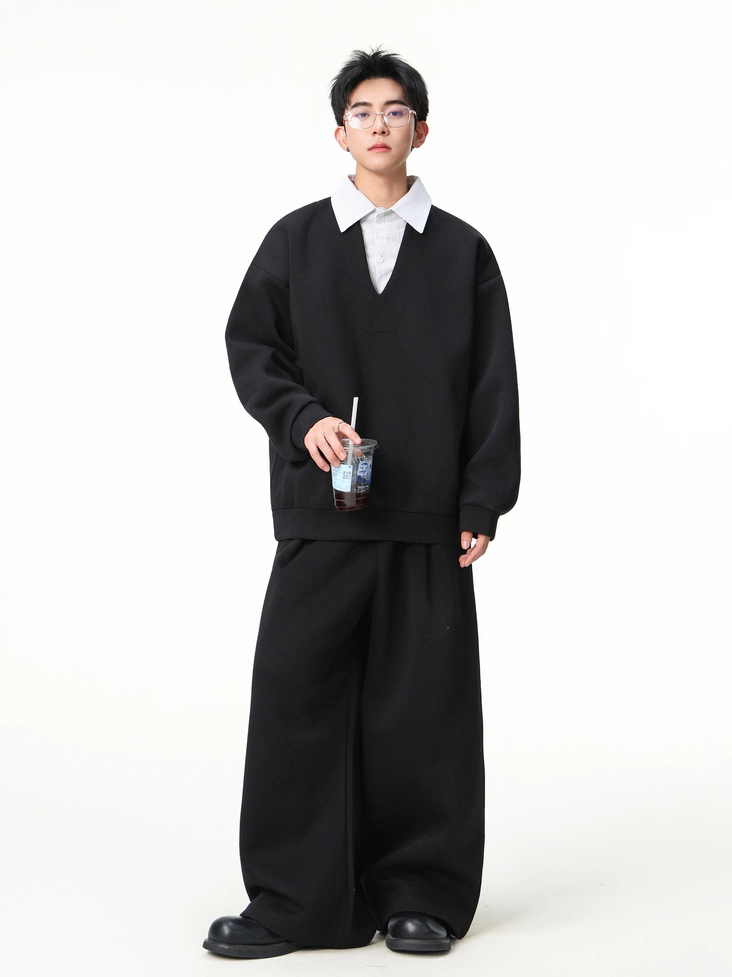 

Loose Casual Striped irt Collar Hoodie Set Men's Spring Autumn Versatile Two-Piece Set Comfortable Breathable Long Sve