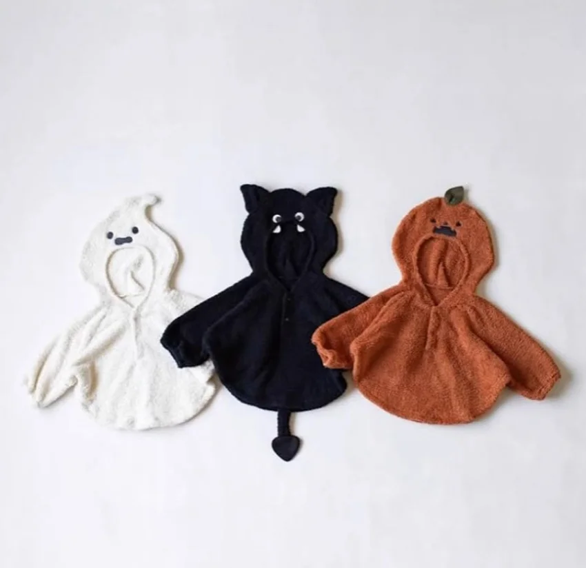 

Halloween Winter Baby Hooded Cloak Girls Coat Infant Outfits Windproof Coral Fleece Blankets Newborn Thicken Outerwear