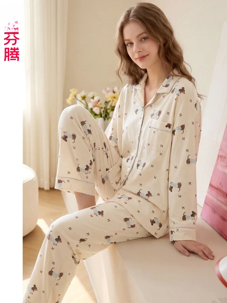 conjunto-de-pijama-de-algodon-puro-para-mujer-fenteng-manga-larga-pantalones-largos-cardigan-abierto-holgado-ropa-de-casa-con-dibujos-animados