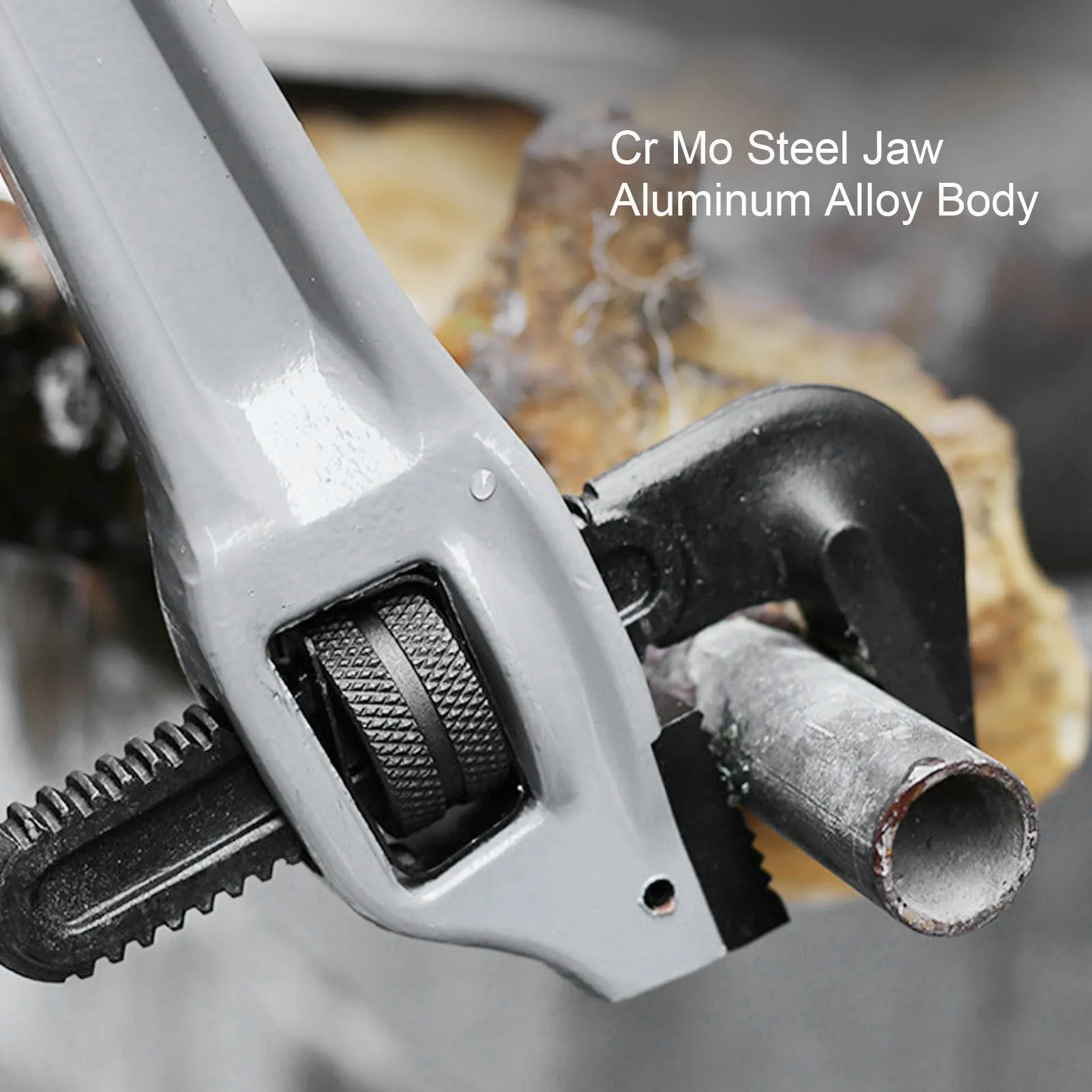 

Adjustable Offset Pipe Wrench Heavy Duty Aluminum Alloy Plumbing Wrench with Cr Mo Floating Hook Jaw and I Beam Handle