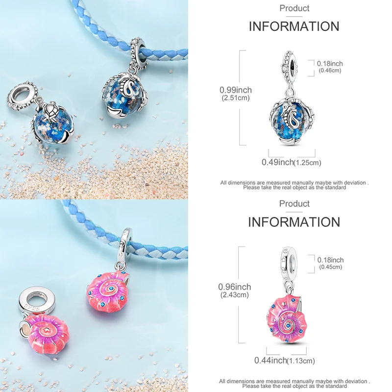 925 Sterling Silber Charm-Perlen Leuchtturm Walhai Meerjungfrau Kunstpalette Axolotl Glühwürmchen DIY Armband Halskette Geschenk für Frauen – Detail 13