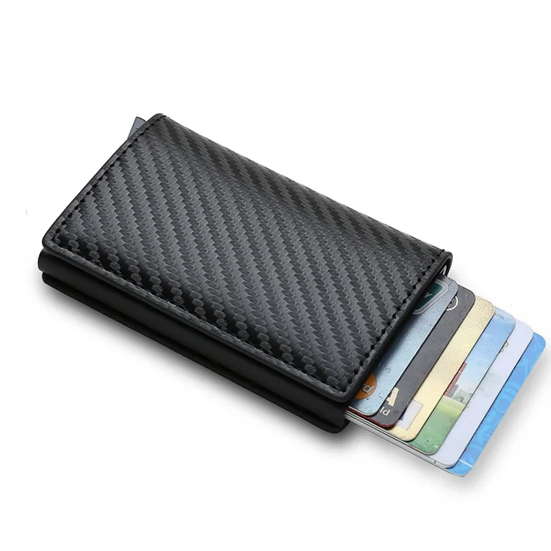 Credit Card Holder Men Wallet RFID Blocking Protected Aluminium Box PU Leather Wallets with Money Clip Designer Cardholder