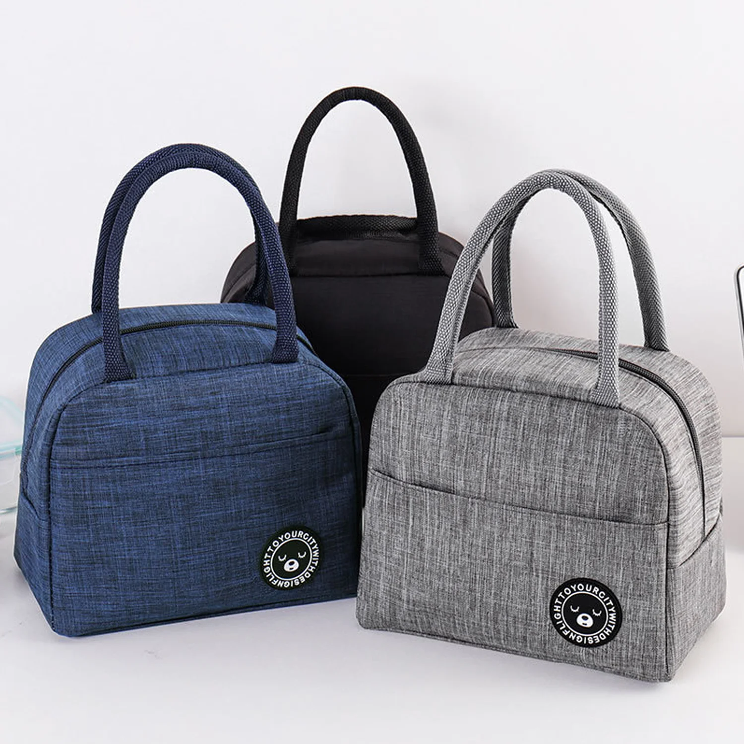 Waterproof Thickened Lunch Bento Box Bag for Workers & Students Hand- Held Meal Carrier Oxford Material Portable Food Storage